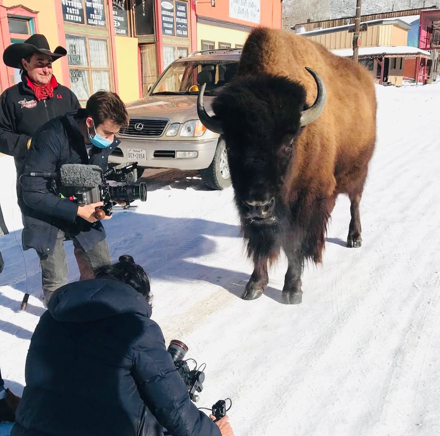 Clyde on set in Silverton Colorado.